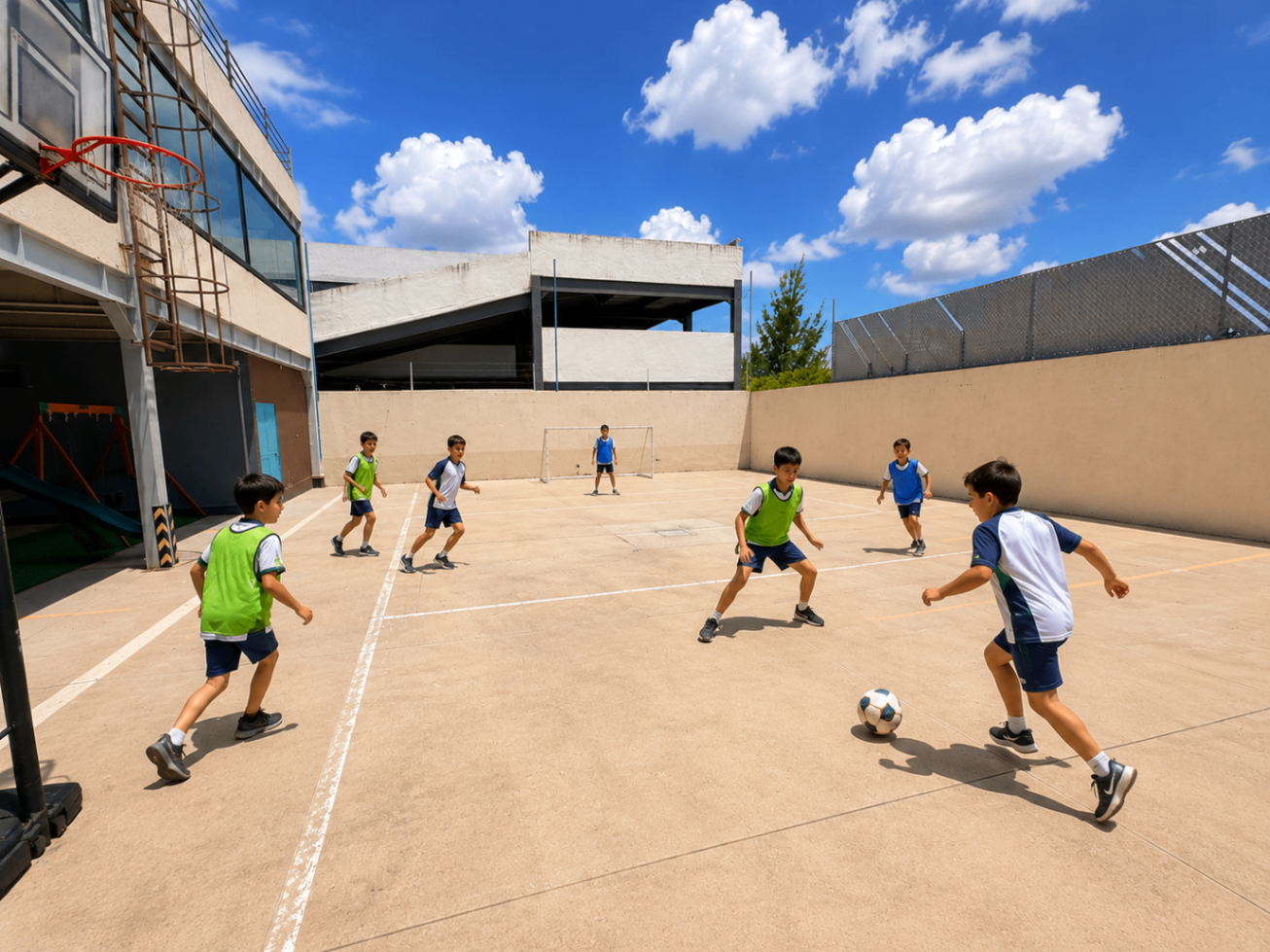 Riverside students playing football