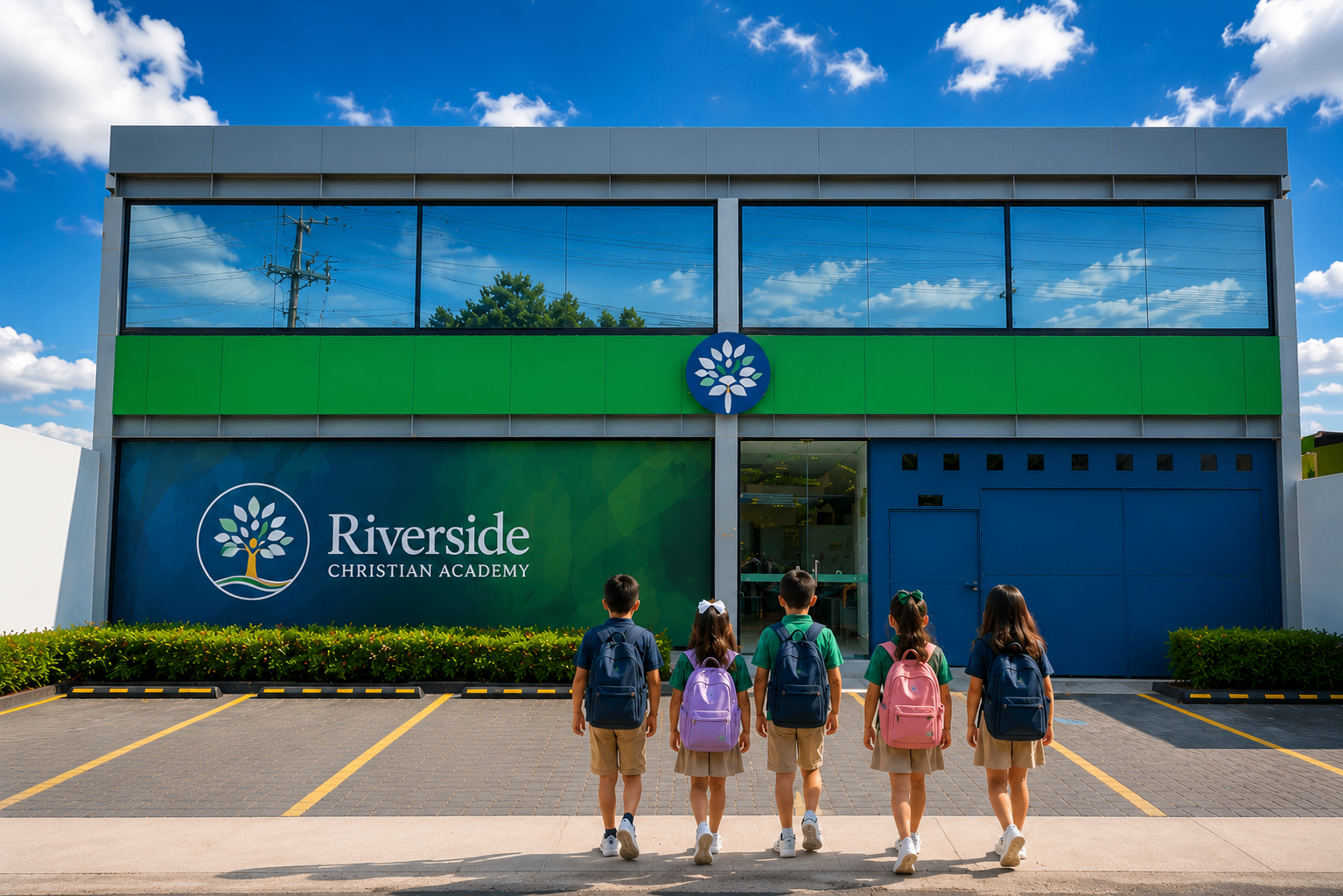 Riverside students collaborating on campus